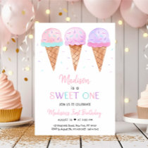 Modern Ice Cream Sweet One Birthday Invitation