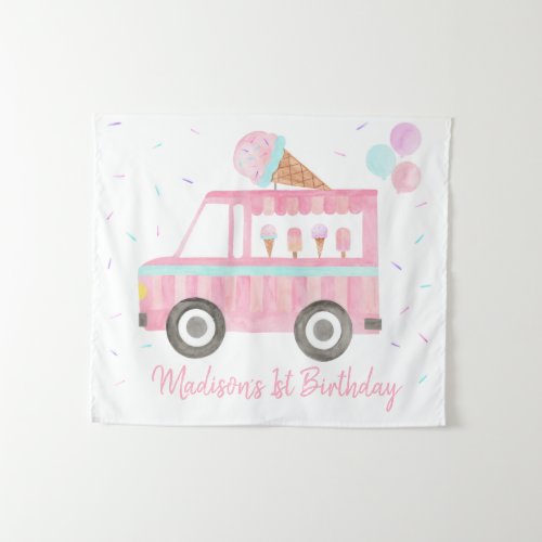 Modern Ice Cream Truck Birthday Backdrop