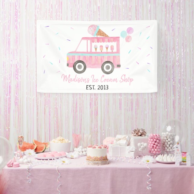 Modern Ice Cream Truck Birthday Banner (Party)