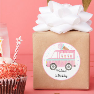 Modern Ice Cream Truck Birthday Classic Round Sticker