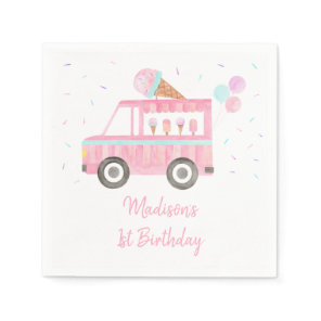 Modern Ice Cream Truck Birthday Napkins