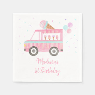 Modern Ice Cream Truck Birthday Napkins