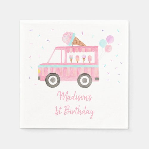 Modern Ice Cream Truck Birthday Napkins
