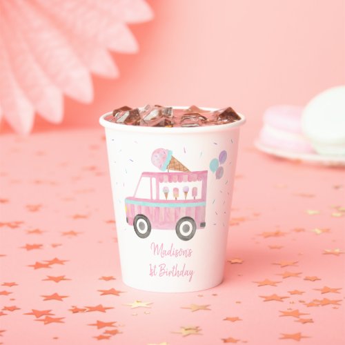 Modern Ice Cream Truck Birthday Paper Cups
