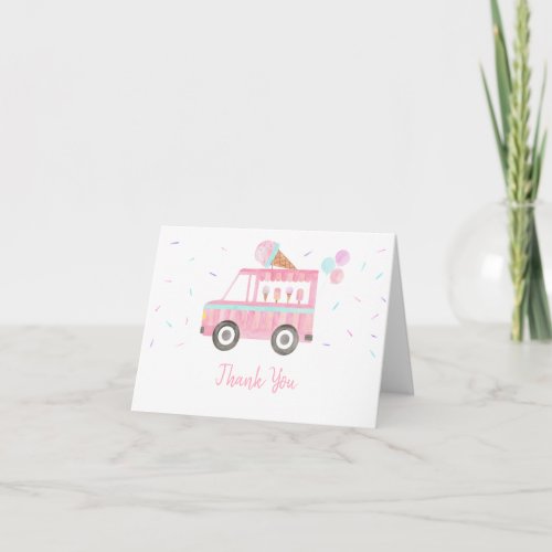 Modern Ice Cream Truck Birthday Thank You Card