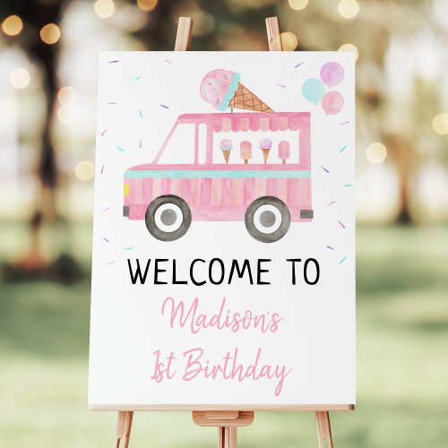 Modern Ice Cream Truck Birthday Welcome Foam Board