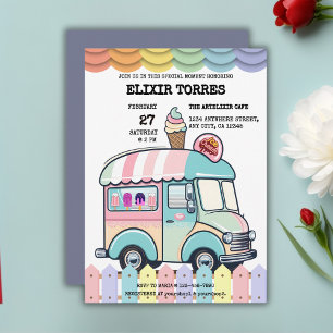Modern Ice Cream Truck Sprinkles Baby Shower Invitation