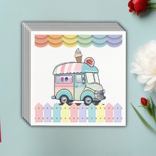 Modern Ice Cream Truck Sprinkles Baby Shower Napkins