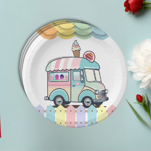 Modern Ice Cream Truck Sprinkles Baby Shower Paper Plates