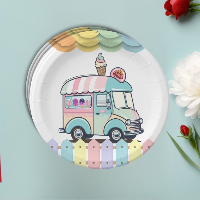 Modern Ice Cream Truck Sprinkles Baby Shower Paper Plates (Creator Uploaded)