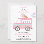 Modern Ice Cream Truck Sweet One Birthday Invitation (Front)