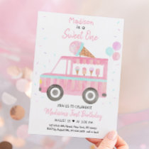 Modern Ice Cream Truck Sweet One Birthday Invitation
