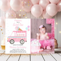 Modern Ice Cream Truck Sweet One Birthday Invitation