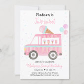Modern Ice Cream Truck Two Sweet Birthday Invitation (Front)