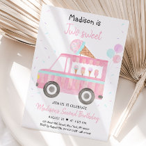 Modern Ice Cream Truck Two Sweet Birthday Invitation