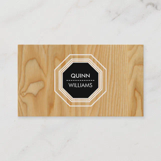 MODERN ICON LOGO simple octogon geometric wooden Business Card Zazzle