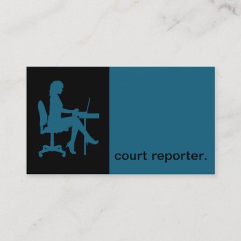 Modern Icon Silhouette Court Reporter | Blue Business Card by StylishBusinessCards at Zazzle