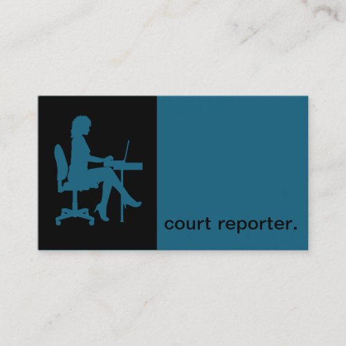 Modern Icon Silhouette court reporter  blue Business Card