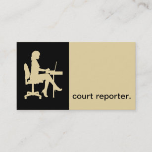 Modern Icon Silhouette court reporter   eggshell Business Card