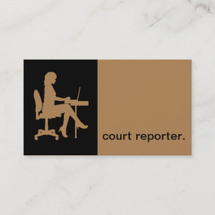 Modern Icon Silhouette court reporter   tan Business Card