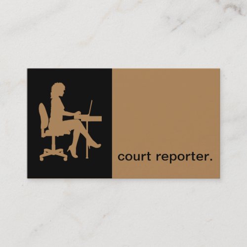 Modern Icon Silhouette court reporter  tan Business Card