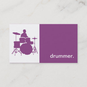 Modern Icon Silhouette Drummer - purple Business Card