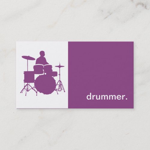 Modern Icon Silhouette Drummer _ purple Business Card