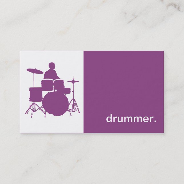 Modern Icon Silhouette Drummer - purple Business Card (Front)