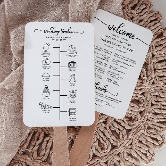 Modern Icon Wedding Program Itinerary and Welcome Hand Fan (Creator Uploaded)