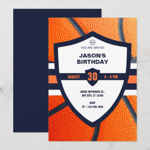 Modern iconic basketball logo birthday  invitation