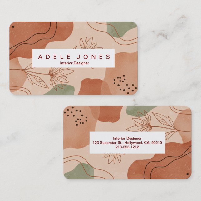 Modern Iconic Botanical Business Card | Editable  (Front/Back)