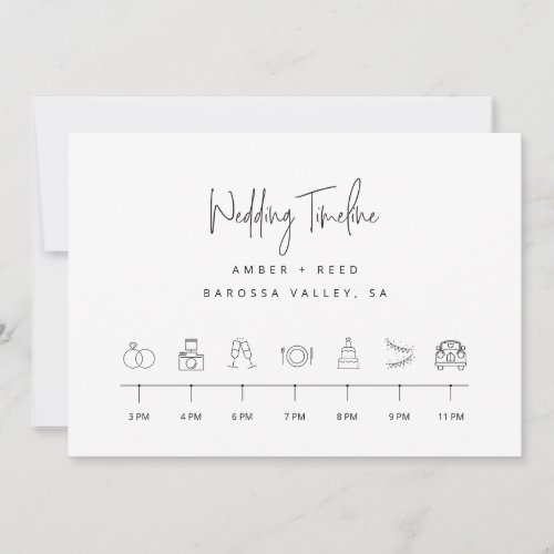 Modern Icons Wedding Timeline Order of Events Card