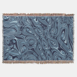 Modern Icy Blue Abstract Fluid Throw Blanket