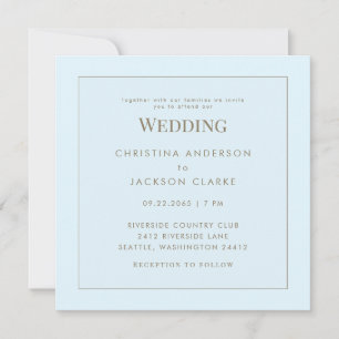 Modern Icy Blue Square No Parents Wedding Invitation