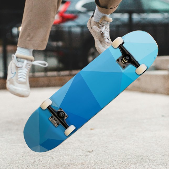 Modern Icy Blue Variation Geometric Pattern  Skateboard (Creator Uploaded)
