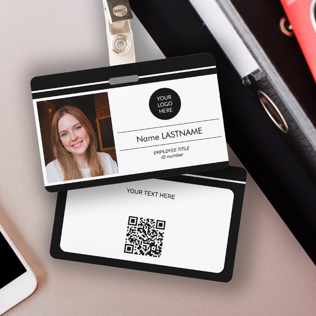 Modern ID black minimalist business employee photo Badge (Creator Uploaded)