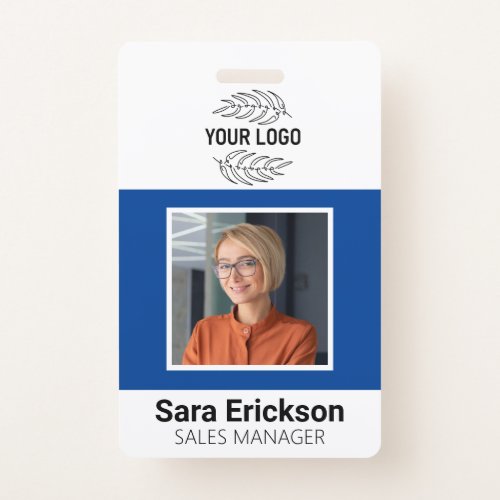 Modern ID Card Blue Business Employee QR Badge