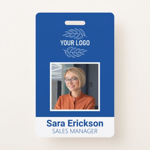 Modern ID Card Blue Business Employee QR Badge
