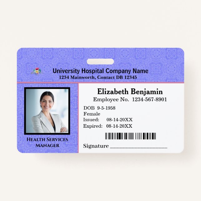 Modern ID Card Business Employee Bar Code Logo  Badge (Front)