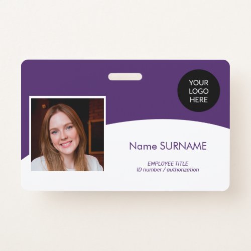 Modern ID card company logo photo QR code simple Badge