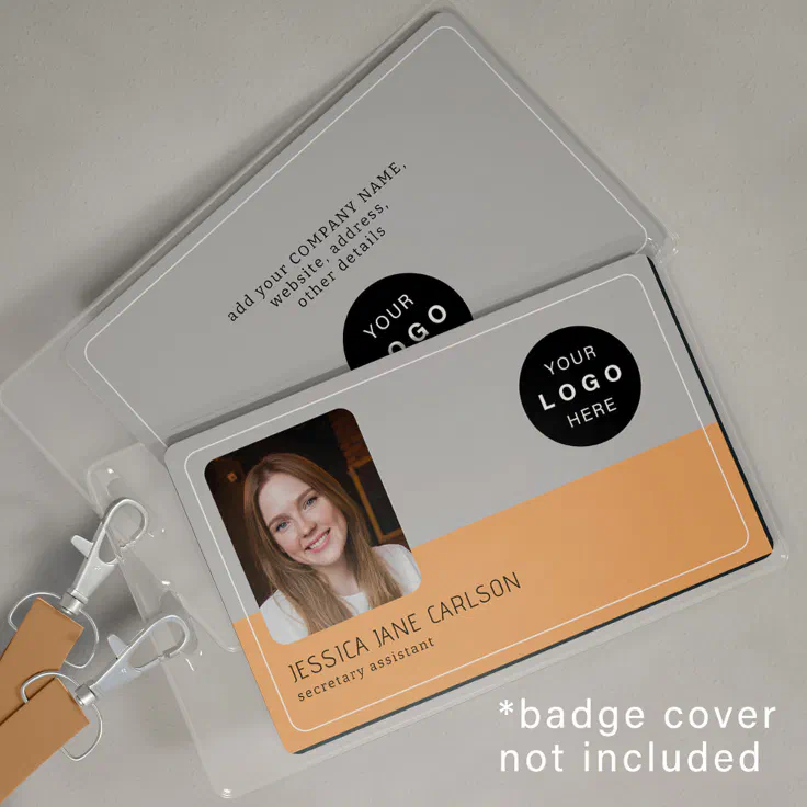 Modern ID card company logo photo QR employee Badge Zazzle