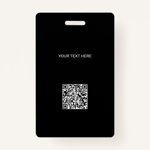 Modern ID card custom logo photo QR code black Badge Zazzle