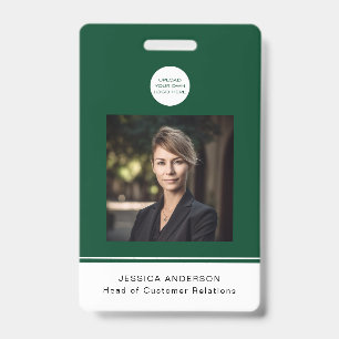 Modern ID Card Green Minimal Logo Photo QR Code Badge