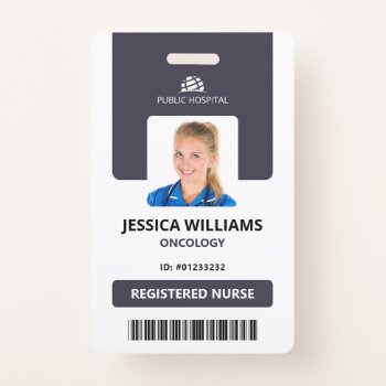 Modern Id Card Hospital Staff Registered Nurse Badge by J32Teez at Zazzle