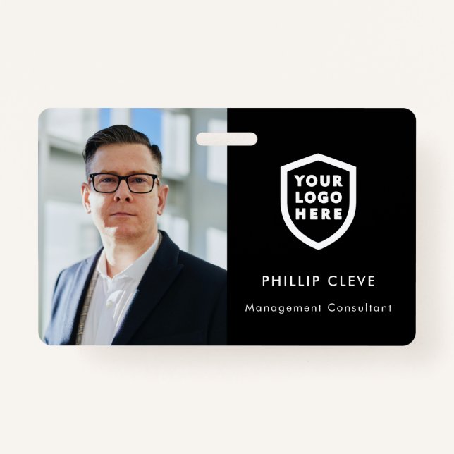 Modern ID Card | Logo Photo Business Employee Badg Badge (Front)