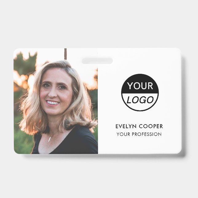 Modern ID Card | Logo Photo Business Employee Badg Badge (Front)