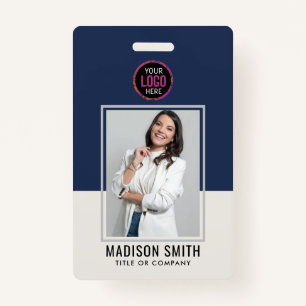 Modern ID Card Minimalist Business Employee QR B Badge