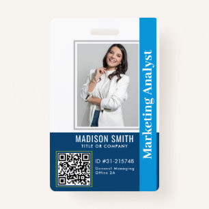 Modern ID Card Minimalist Business Employee QR B Badge