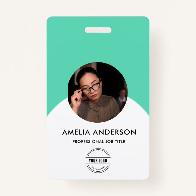 Modern ID Card | Minimalist Business Employee QR B Badge (Front)