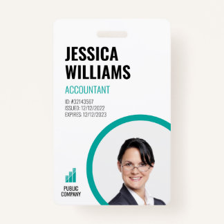 Modern ID Card Minimalist Green Staff Employee Badge
